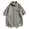 Corduroy Summer Men's Loose Fit Men's Short Sleeved T-shirt Men's Top Five Quarter Sleeve Lapel Short Sleeved Shirt Men