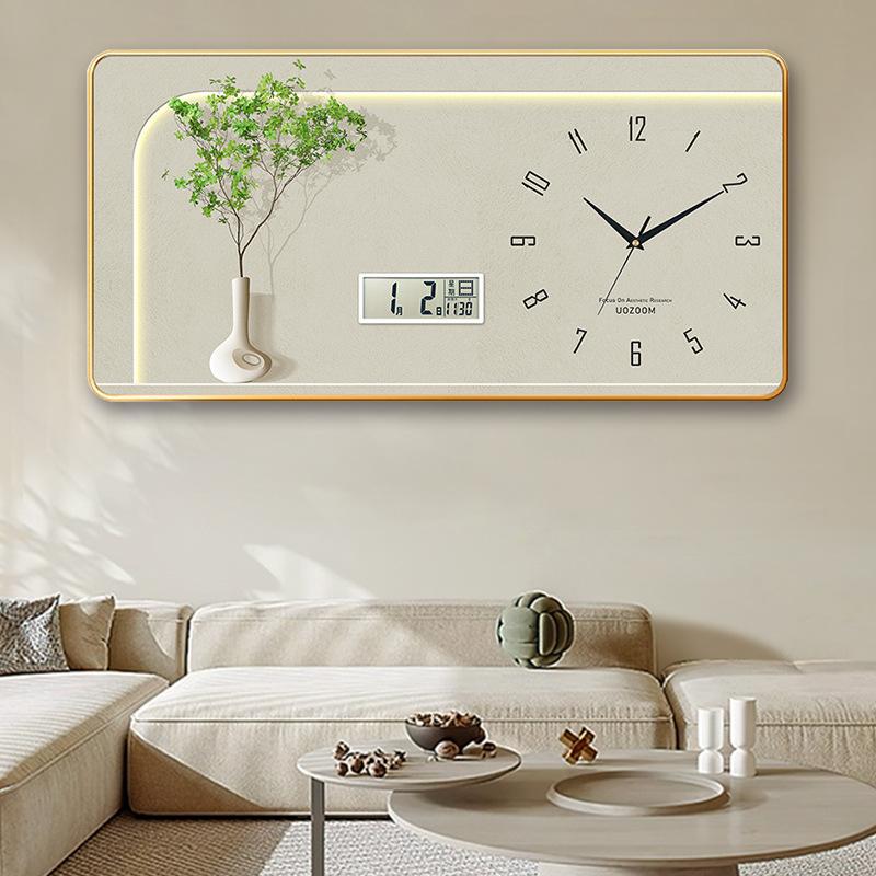 Nordic Cream Style Restaurant Decoration Clock Elephant Perpetual Calendar Clock Fresh Green Plant Living Room Background Wall Wall Clock