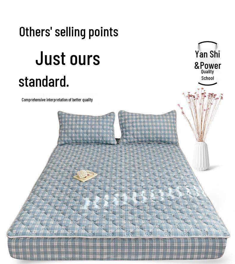 Cloud Cotton Skin-Friendly Thickened Fitted Sheet: Solid Color, Pure Cotton, Non-Slip, Machine Washable.