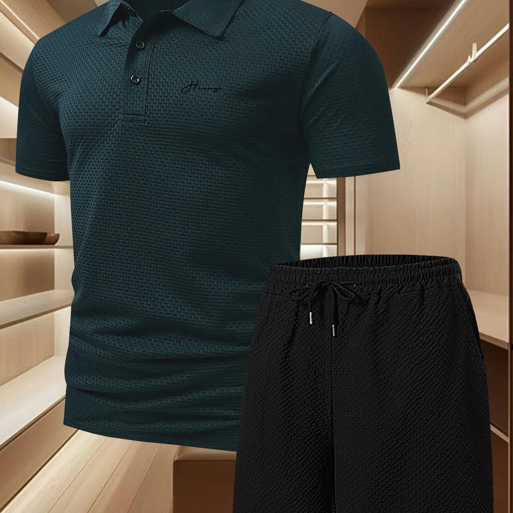 Mens Summer Track Suits 2 Piece Shorts Sets Short Sleeve Sweatsuit Outfits Golf Polo Shirts