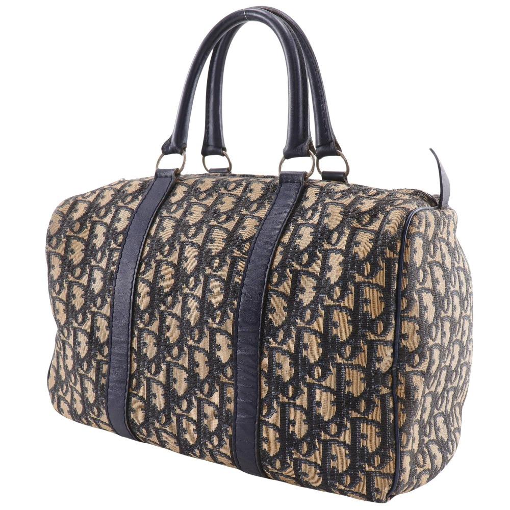 Dior Trotter Boston Bag Mini Boston Vintage Beige Canvas Unisex Used