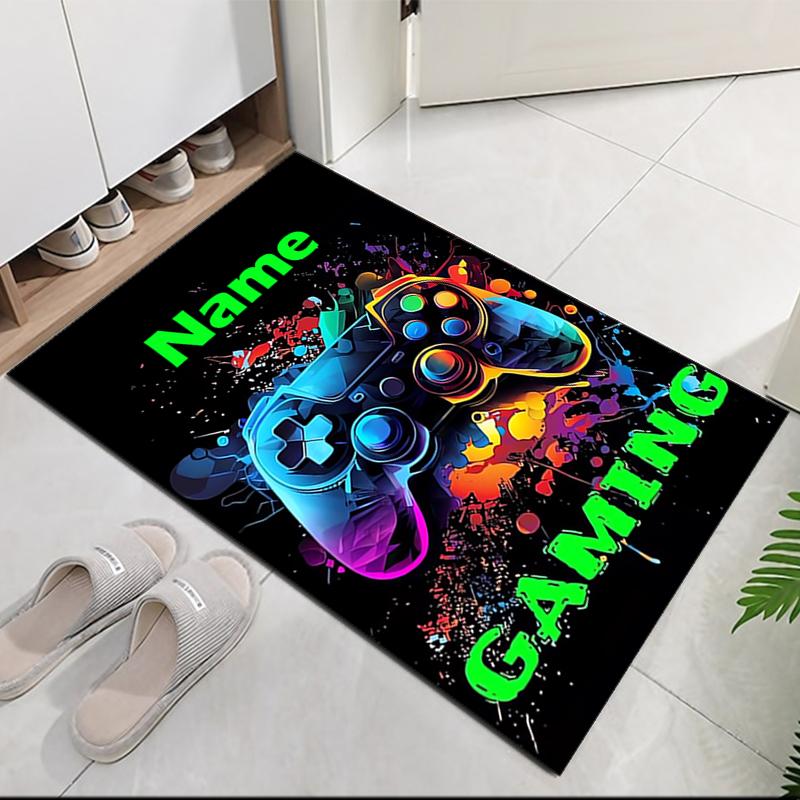 Custom Name Game Controller Printed Carpet, for Office Chair Living Room Bedroom Kitchen Room Decor Gifts.