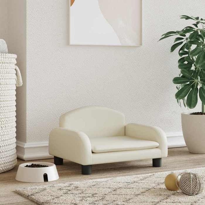 VidaXL Dog Bed, Pet Sofa with Wooden Frame, Basket for Puppies Indoor House, Cream 171977