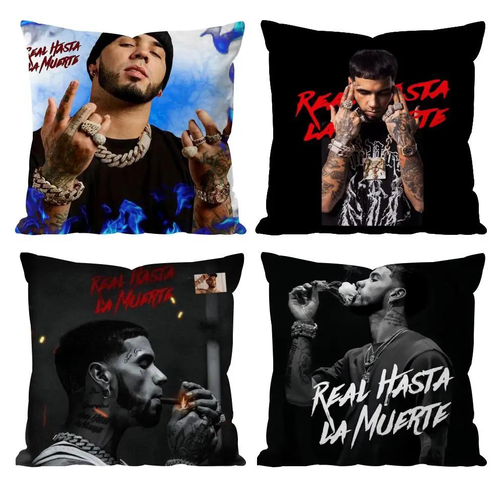 A-Anuel AA Real Hasta La Muerte Cushion Cover Pattern Printed Pillowcase for Living Room Sofa Cushion Cover & Bedroom Decor