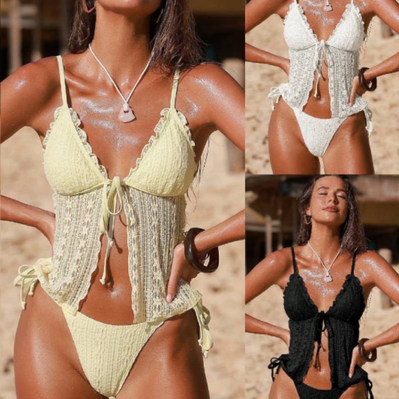 Bikini Swimwear For Women With Lace Double Layer Fabric For Poolside Beachwear