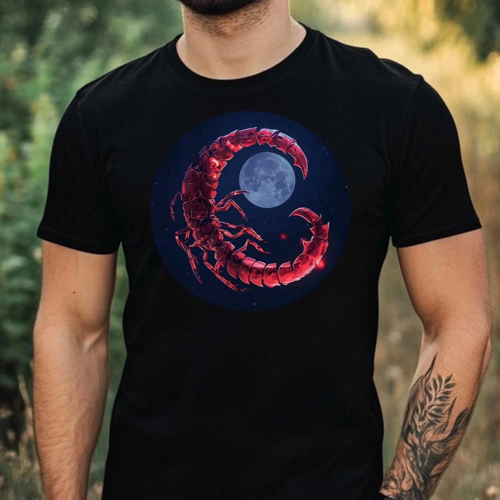 T-Shirt Herren Skorpion im Mondlicht Motiv Baumwolle Größe XS bis 5XL S