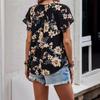 Dámská móda Ležérní Léto Jaro Květinový potisk Blůzy a košile s krátkým rukávem a výstřihem do V