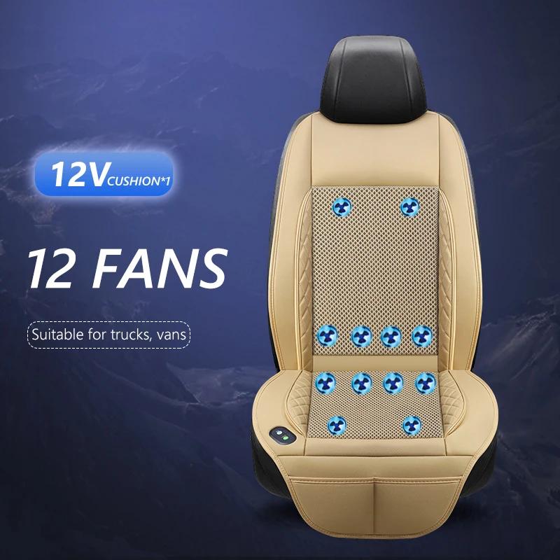 12V 24V Car Seat Cushion with Fan Cooling Seat Mat Heat Fan Dissipation Universal Fast Blowing Ventilation Cool Air Fan Seat Pad