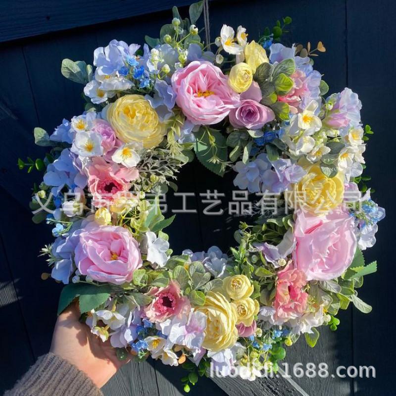Easter Wreath Decor With Artificial Daisies Sunflowers Door Wall Hanging Home Party Decoration