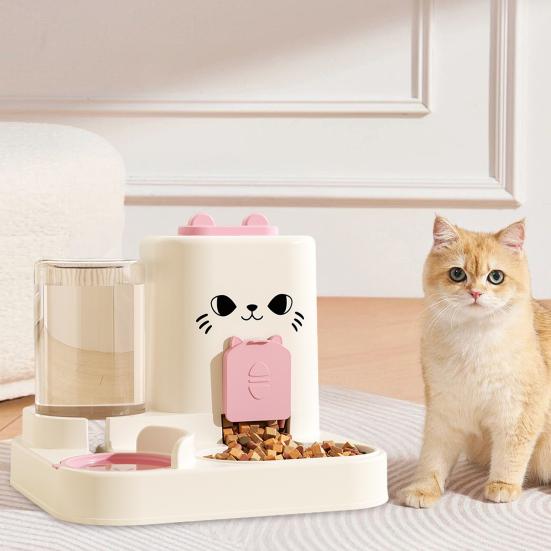 Кормушка для кошек и собак Диспенсер для воды 1,8 л Кормушка для еды 0,8 л Диспенсер для воды с герметичной крышкой Не содержит БФА Миска-кормушка для мелких питомцев для кошек и маленьких собак