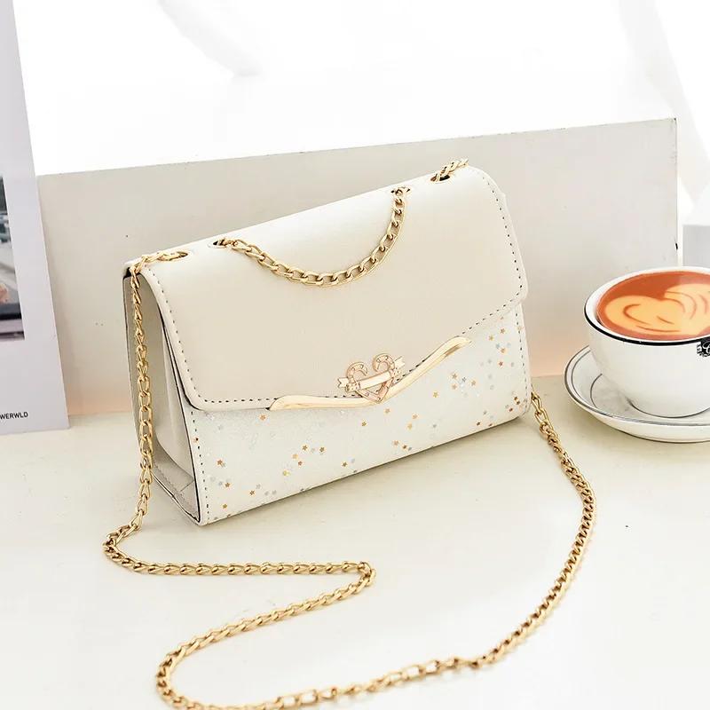 Ladies Fashion Crossbody Small Square Bag Girls Shoulder Bag Feminine Cross Square Tassel Pendant Sequins Embellished
