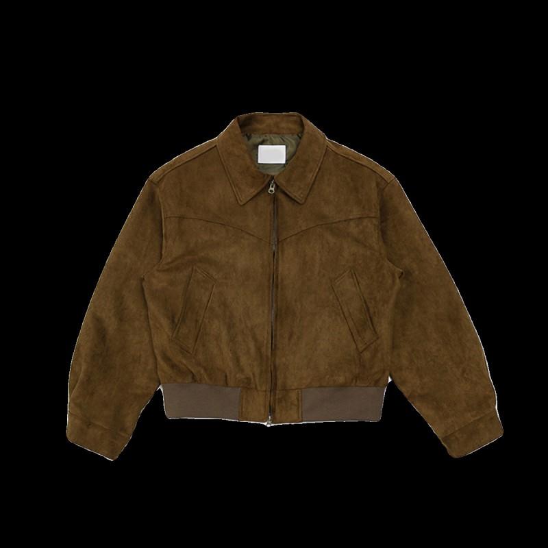 Mens Vintage High Street Suede Jacket Loose Fit Casual Flight Coat Teens