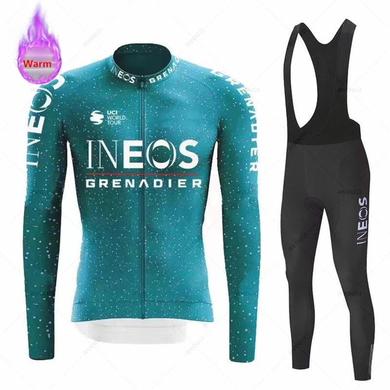 Conjunto de Maillot de Ciclismo de Manga Larga de Forro Polar de Invierno Equipo Granadero Ropa para Bicicleta de Montaña Ropa Ciclismo Traje de Bicicleta de Carreras