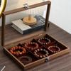 Dust-proof Wooden Jewelry Tray Velvet Jewelry Holder Case Jewelry Storage Box  Jewelry Storage