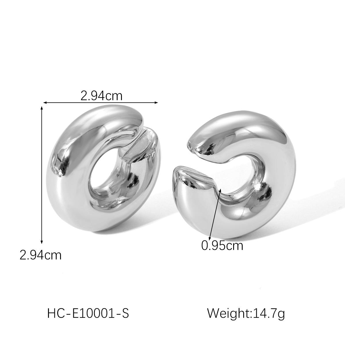 

Minimalist Geometric Series 18K Gold Stainless Steel C-shaped Hoop Ear Clips Titanium Steel Non-fading Earrings срібний