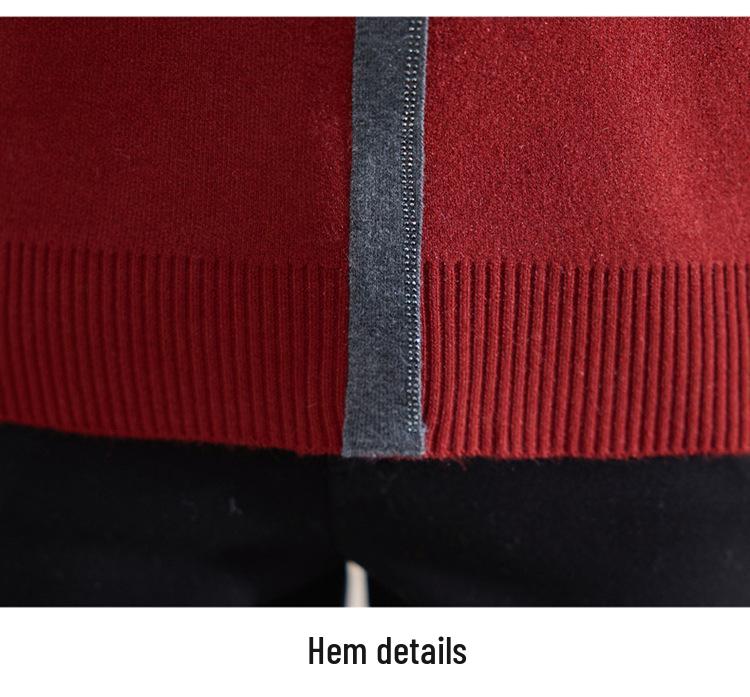 Mom's New Plus Velvet Sweater: Faux Two-Piece Knit for Middle-Aged & Elderly Women