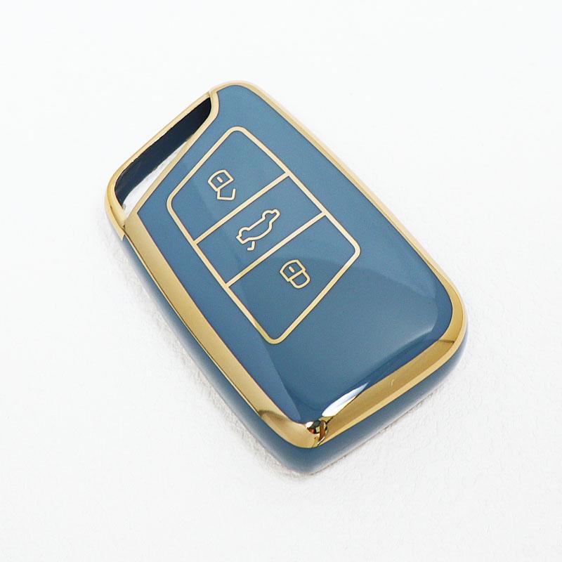 

Gold Edge Shell For Skoda Kodiaq Seat Superb A7 For VW Volkseagen Passat B8 Magotan TPU Car Key Case Cover Keychain Holder Bag Accessories сірий