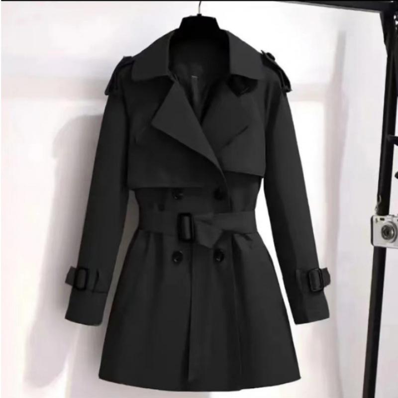 Women's British Style Double-Breasted Knee-Length Trench Coat for Spring & Autumn 2024