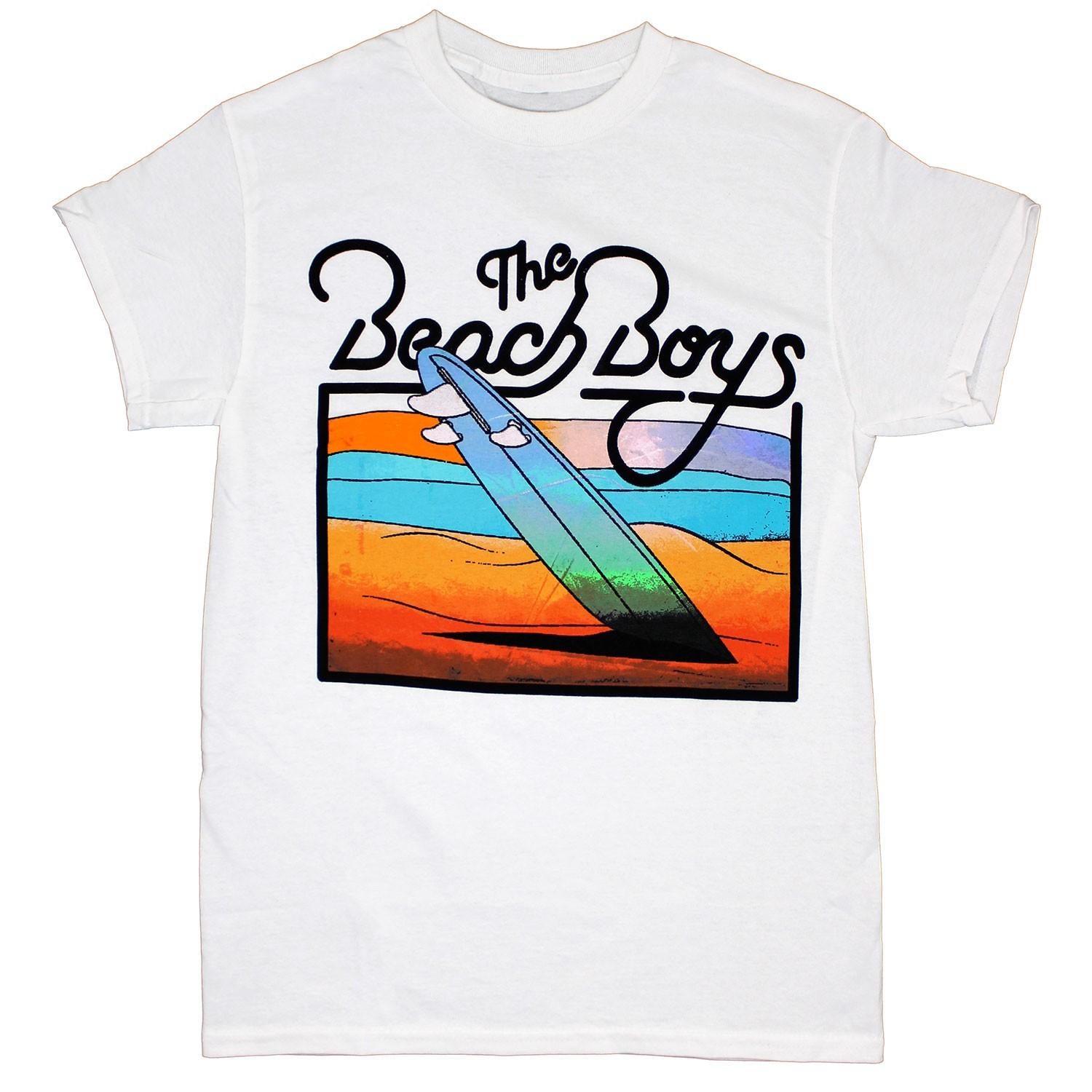 Men s Beach Boys Sunset Surfboard T-shirt Small White L