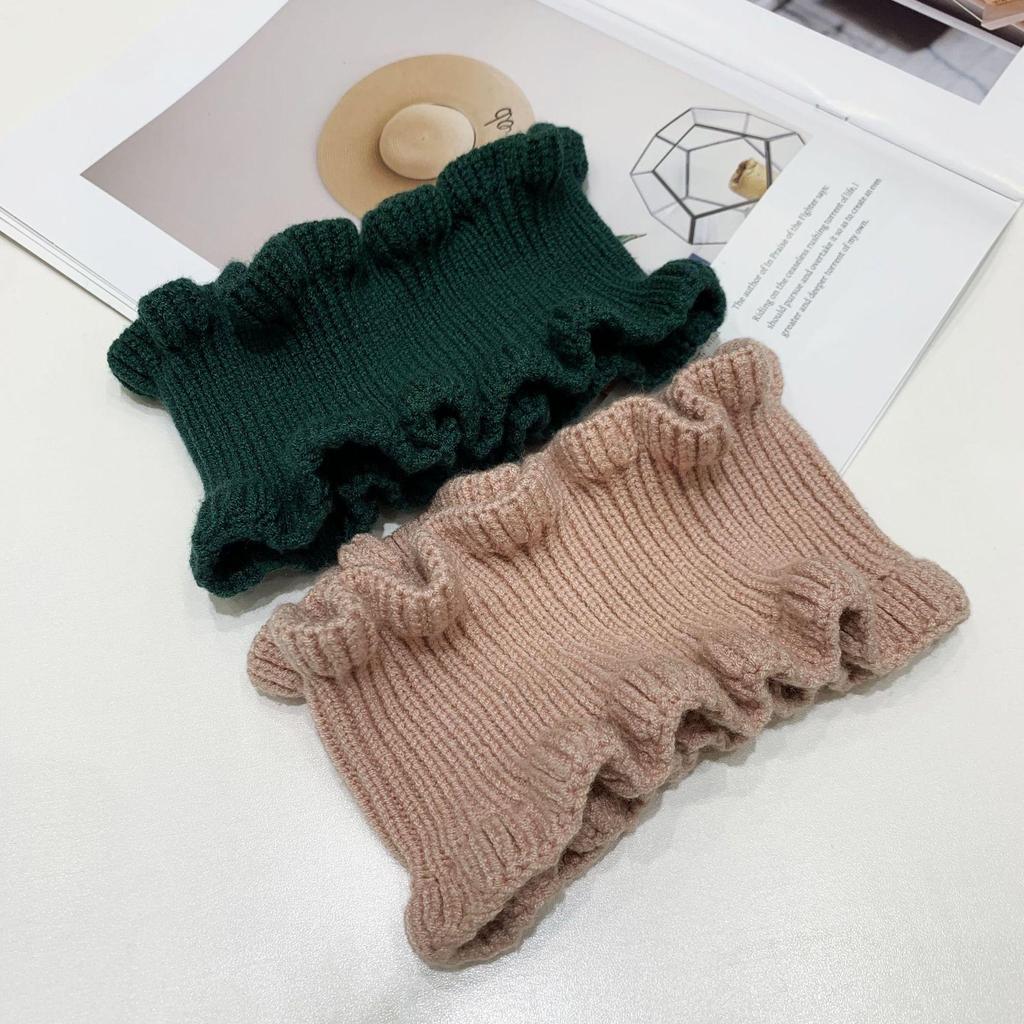 Dongdaemun Ruffle Knit Faux Collar - Woolen Neck Warmer