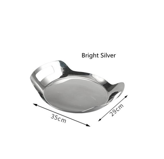 Vintage Silver Stainless Steel Fruit Tray, Salad Bowl, Tableware, Snack Storage Tray, Coffee Shop Decoration Service Tray