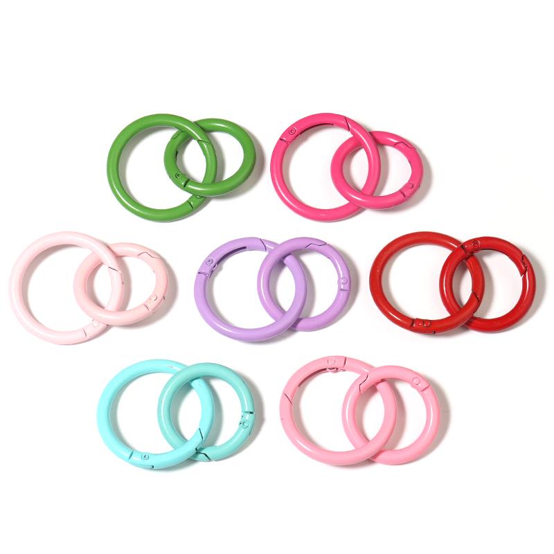 5/10pcs Anneaux O Colorés Attaches à Ressort Porte-clés Rond en Alliage Boucle à Ressort Ouvrable Crochet Pour Connecteur DIY Accessoires de Bijoux