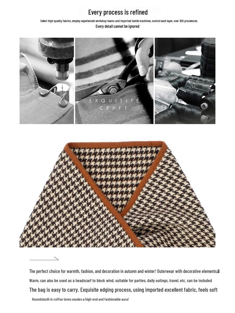 2025 High-End Podzim/Zima Trojúhelníková šála se vzorem kohoutí stopy pro Evropu a Ameriku