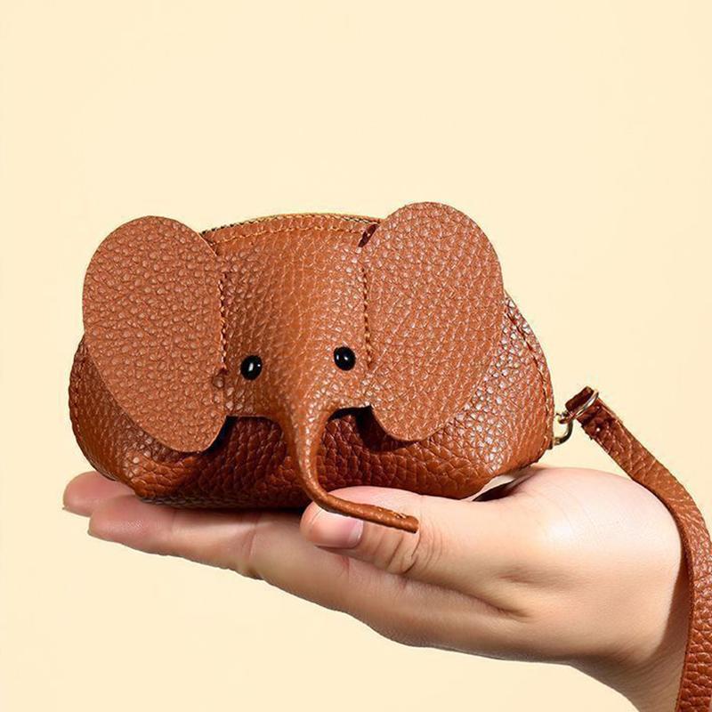 PU Leather Baby Elephant Coin Purse Women's Bag Pendant Creative Card Holder Storage Lipstick Envelope Zipper Money Bag