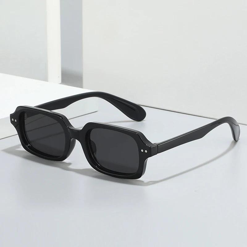 SO&EI Retro Small Rectangle Men Rivets Sunglasses Fashion Jelly Color Gradient Shades UV400 Women Sun Glasses