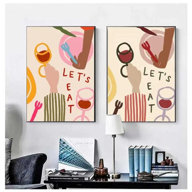 Retro Cooking Bon Appetit Quotes Posters Paris Croissants Pizza Prints Canvas Painting Kitchen Shop Wall Art Pictures Room Decor