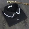 White Bead Fake Collar Women Detachable Collar Shirt Necktie False Collar Female Fake Kragen Sahte Yaka Women Kraagje Nep Dames