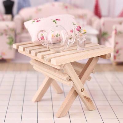 Scenery Model Photography Props Dolls Accessories Wood Stool Dollhouse Furniture Miniature Teatable