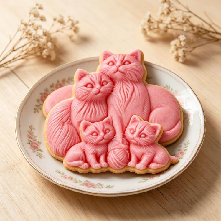 Cats Family of Four Silicone Molds Temperature Resistant Animal Candle Silicone Mould for Epoxy Resin Candle Soap Making