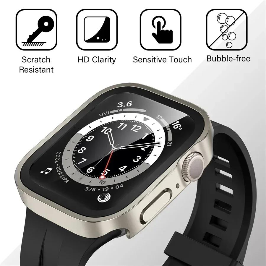 Tempered Glass Cover for Apple Watch Case 46mm 42mm 45mm 41-44-40mm Screen Protector Series 10 7 8 9 SE 5 6 4 IWatch Accessories