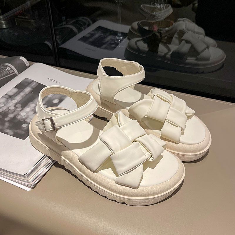 Platform sandals women's 2025 new versatile casual cool slippers women's summer soft-soled woven Roman sandals