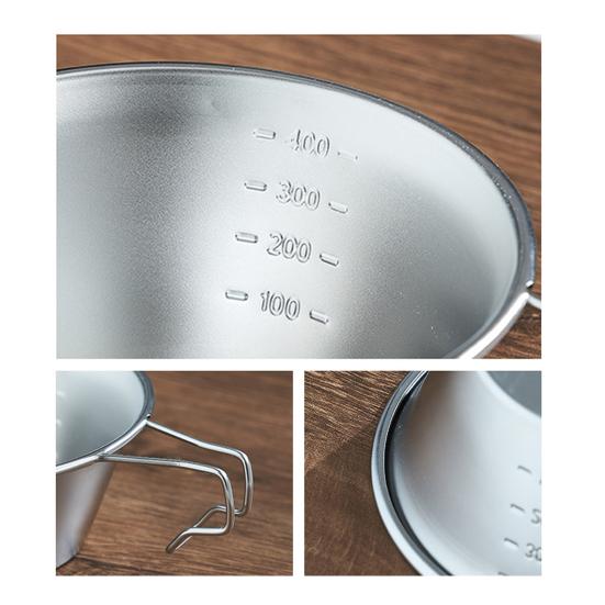 Stal nierdzewna Miska Campingowa 300/500ML z Uchwytem Przenośna Lekka Outdoor Turystyka Piknik Miska na Zupę Kubek ze Skalą