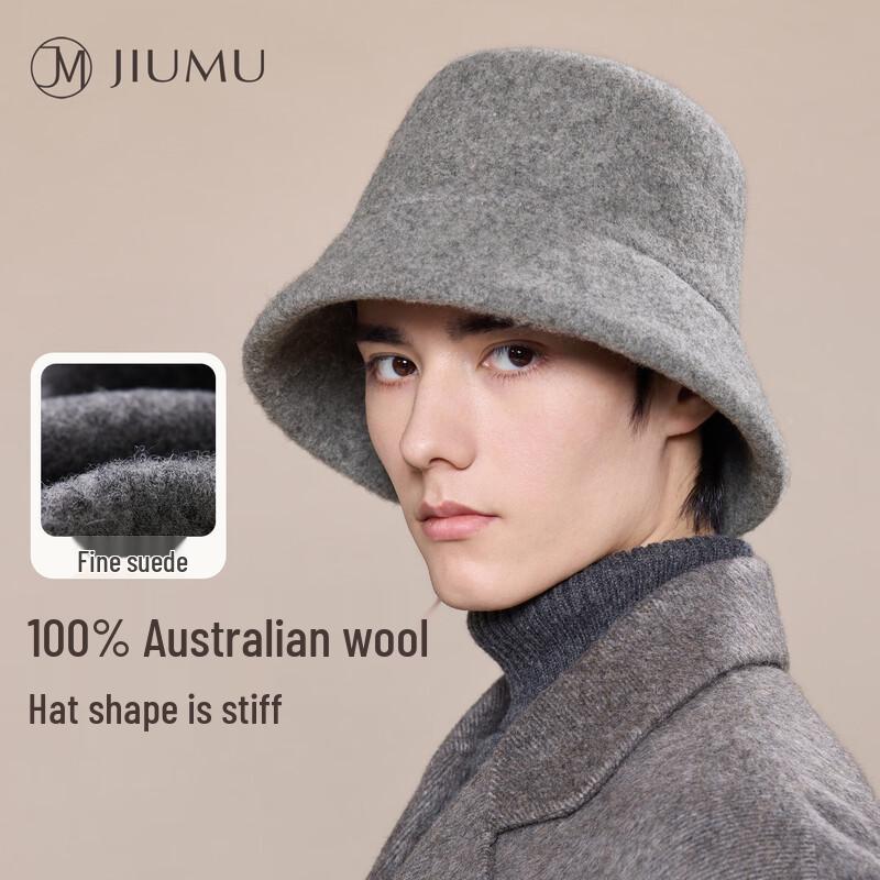 JIUMU Men s Warm Wool Bucket Fisherman Hat