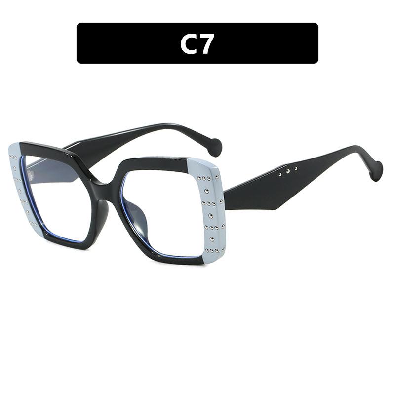 JYL Square Rivet Glasses Frame Anti-Blue Light Leopard Women Computer / 13178