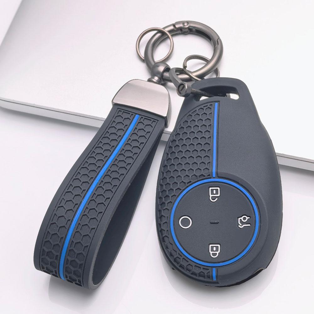 Premium Silicone Car Key Fob Cover For GAC AION S S Plus Y V LX Hyper With Keychain Soft Silicone Car Interior Accessories Anti-Scratch
