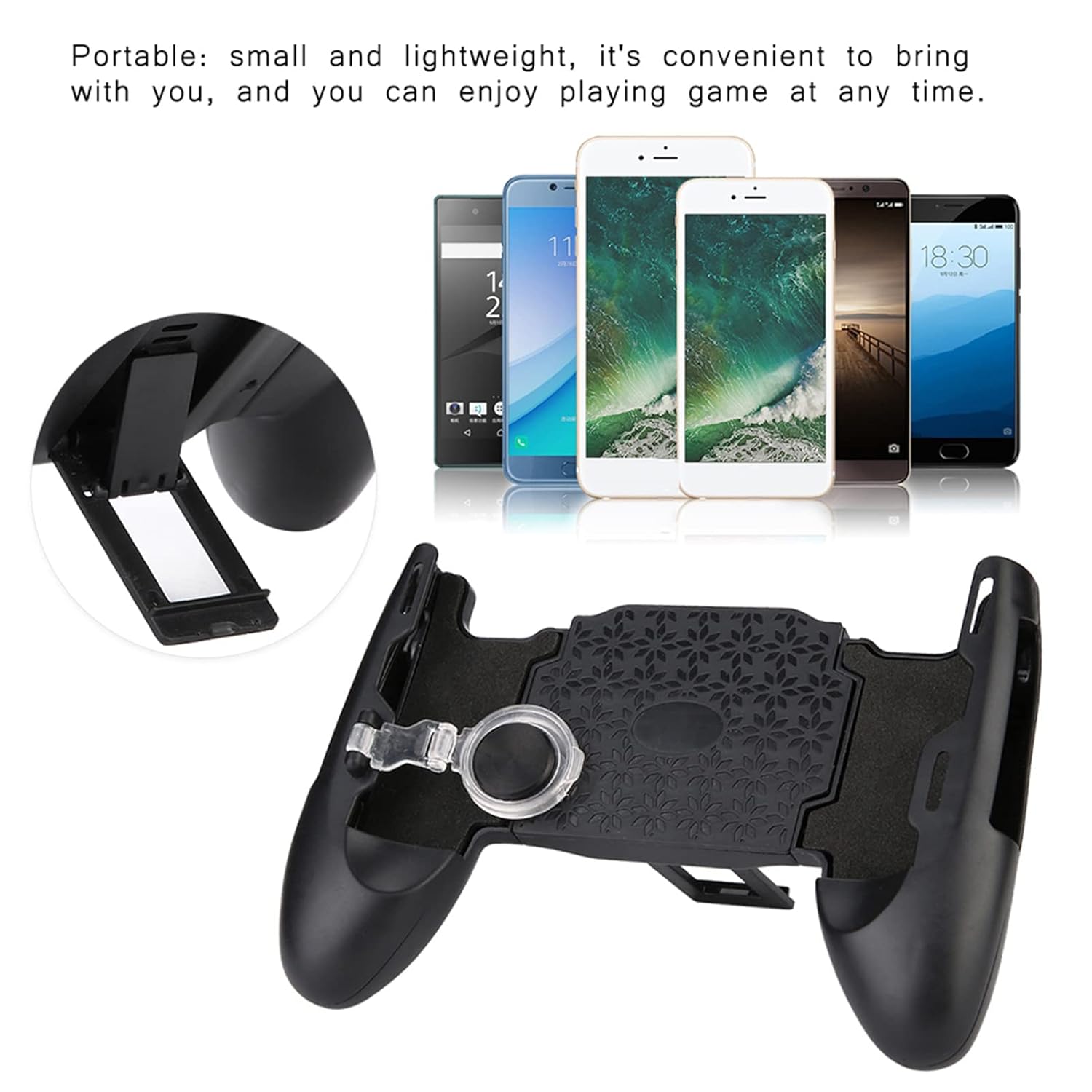 FOSA Universal Mobile Gamepad Holder 3 in 1 Portable Smartphone Gamepad Controller Mini Joystick Game Handle Grip Controller for 4.5inch to 6.5inch