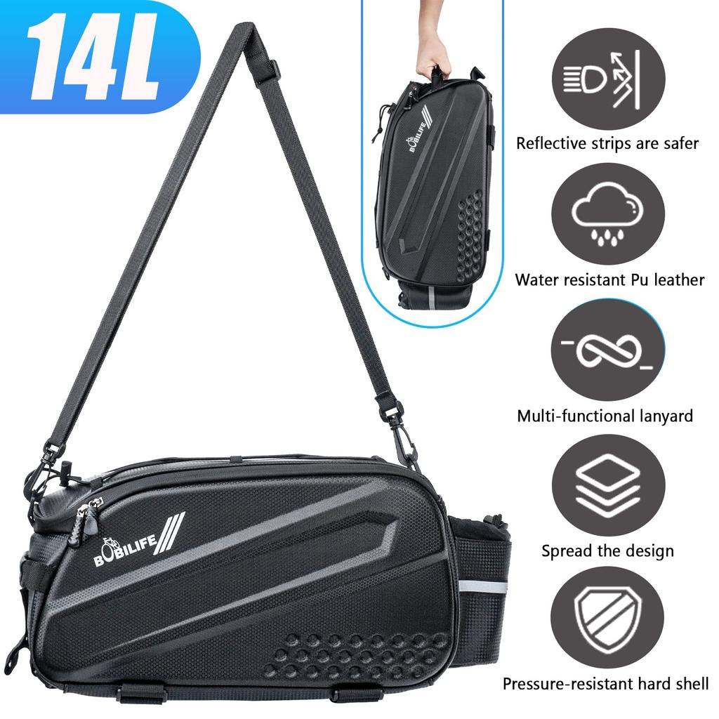 BOBILIFE Bicycle Panniers - Trunk Bag, Rear Bike Rack Bag, Travel E-Bike Accessories, 17L-45L Cargo Carrier Bag