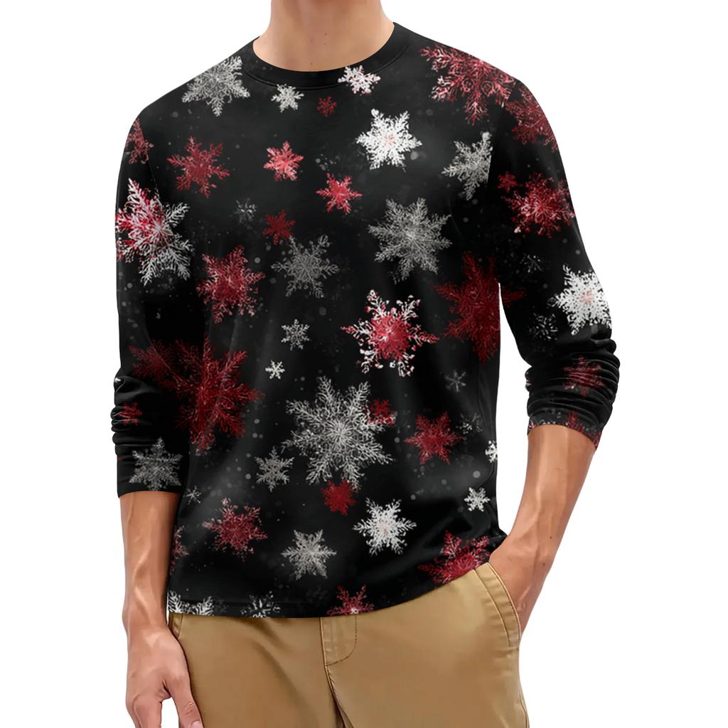 Herrenmode Bedrucktes Rundhals Langarm Unterhemd Top