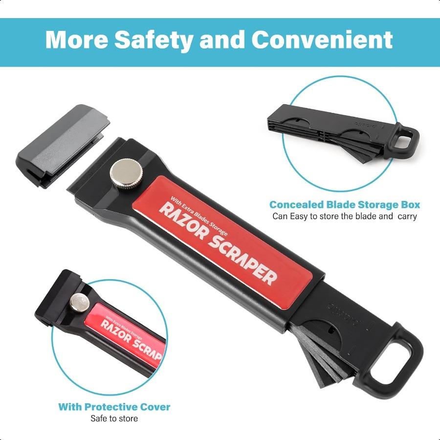 

Пластиковый скребок с лезвием, инструмент с контейнером для лезвий, 2 шт., скребок с дополнительными 100 шт. пластиковых лезвий для клейких этикеток а United States