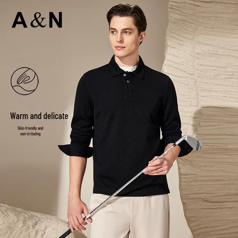 Men's Fine Wool Blend Long Sleeve Polo Shirt