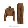 Vintage Short Jacket Coat High-waist Straight Button Pants Fashionable Suit Women's Trend