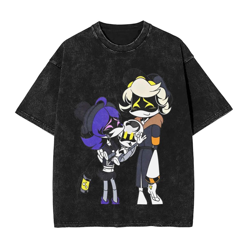 Science Fiction Adventure Anima Murder Drones TShirt Unisex Women Vintage Washed Cotton Summer Tee Harajuku Fashion Oversized Tops