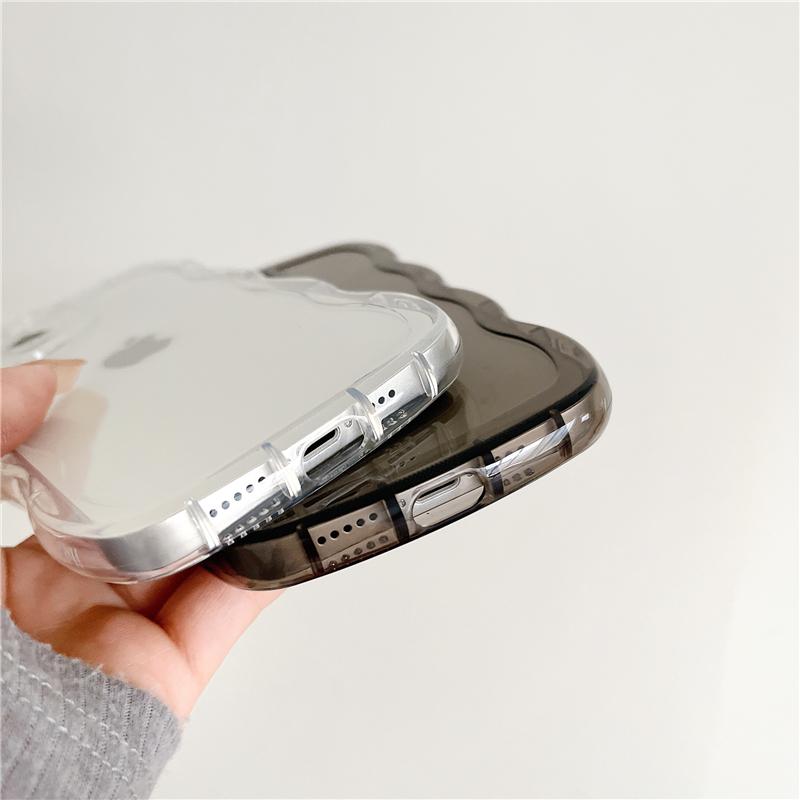 Transparent Curly Wavy Soft Case For iPhone 15 14 13 12 11 Pro Max X XR XS Max Love Heart Camera Protection Silicone Candy Cover