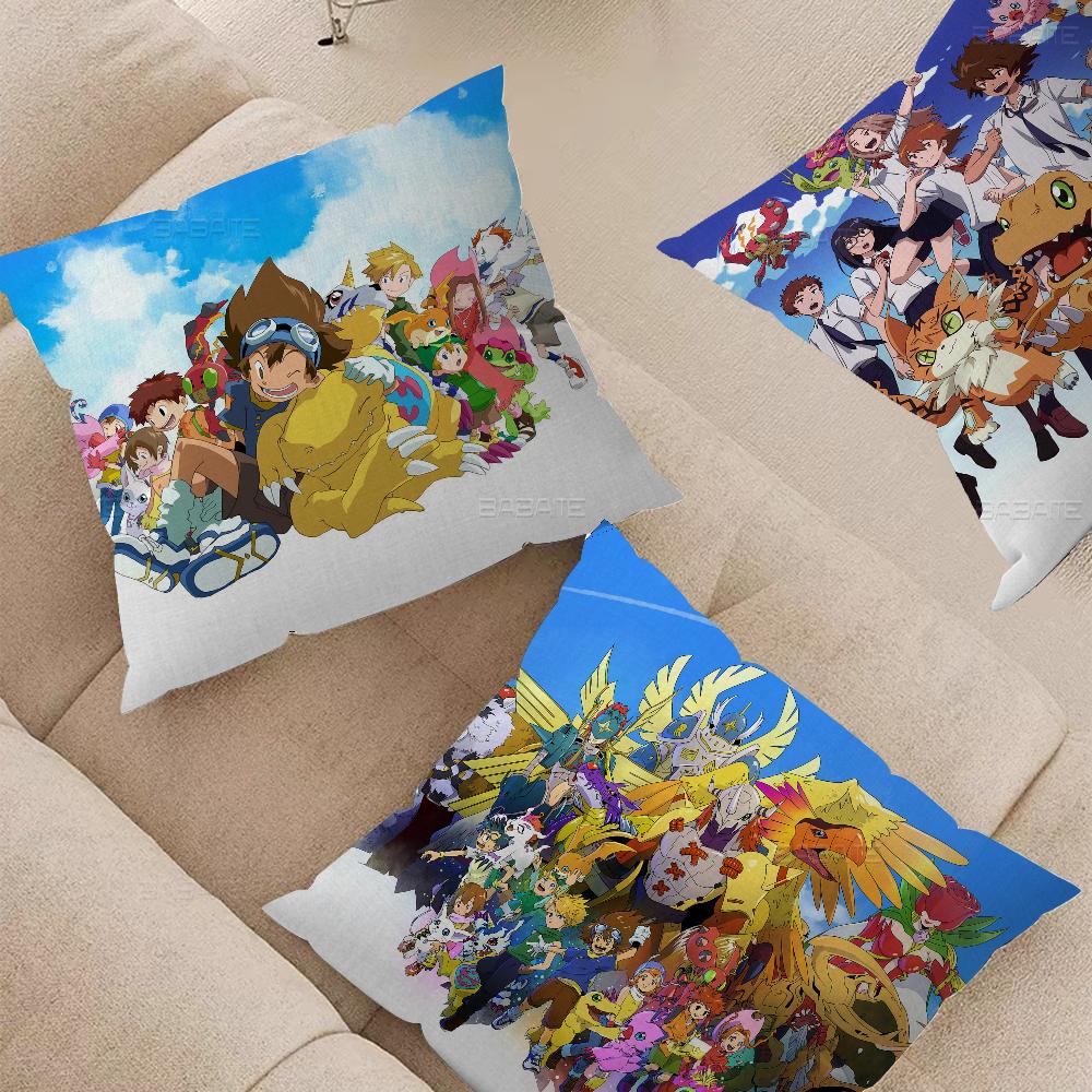 Anime Digimon Office Cushion Pillowcase Car Cushion Cover45X45CM Lumbar Pillowcase Sofa Pillowcover