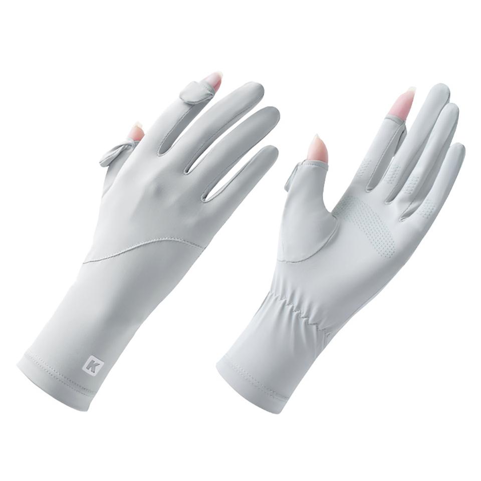 Summer Sunscreen Gloves Non Slip Touch Screen UV Protection Ice Silk Lengthened Wrist Sunscreen Riding Gloves