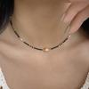 Roman Story Black Crystal Necklace for Women, Light Luxury Niche S9Pure Silver Gold Shijia Pearl Collarbone Necklace